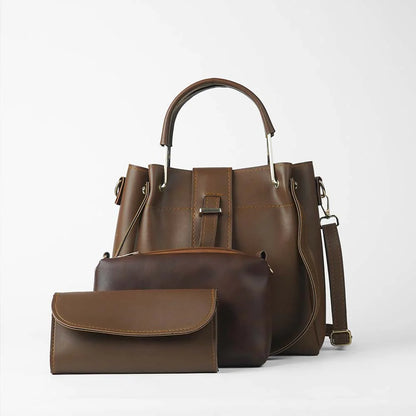 SIGMA 3PC HAND BAG CHOCO BROWN