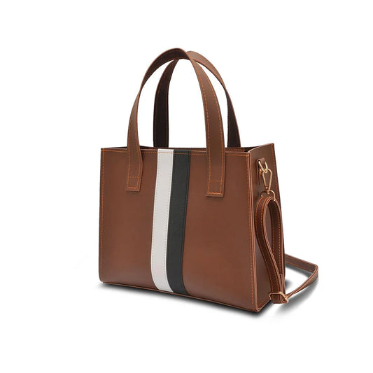 STRIP HAND BAG BROWN