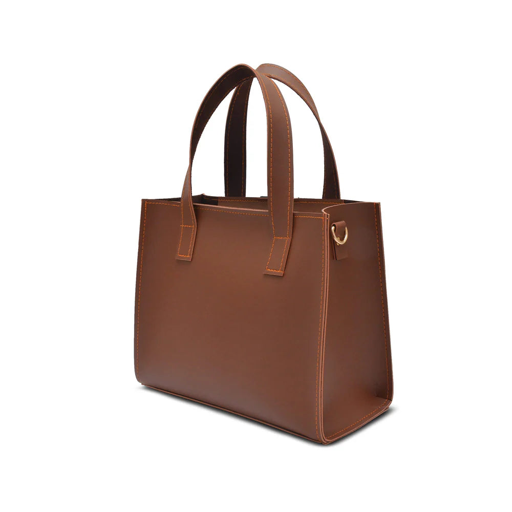 STRIP HAND BAG BROWN