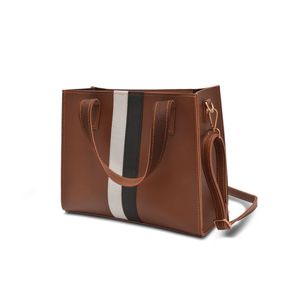 STRIP HAND BAG BROWN