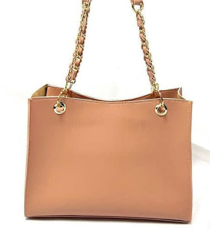 Peach trapeze top-hand bag